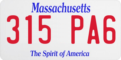 MA license plate 315PA6