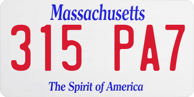 MA license plate 315PA7