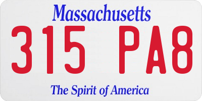 MA license plate 315PA8