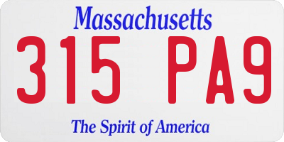 MA license plate 315PA9