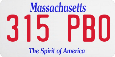 MA license plate 315PB0
