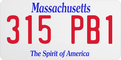 MA license plate 315PB1
