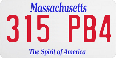 MA license plate 315PB4