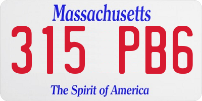 MA license plate 315PB6