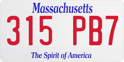 MA license plate 315PB7