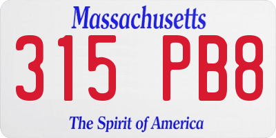 MA license plate 315PB8