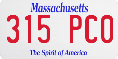 MA license plate 315PC0