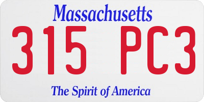 MA license plate 315PC3