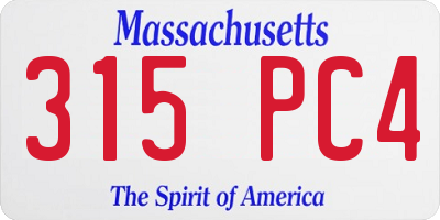 MA license plate 315PC4
