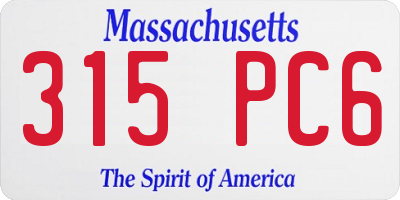 MA license plate 315PC6