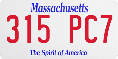 MA license plate 315PC7
