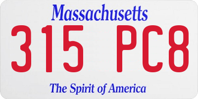 MA license plate 315PC8
