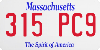 MA license plate 315PC9
