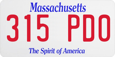 MA license plate 315PD0