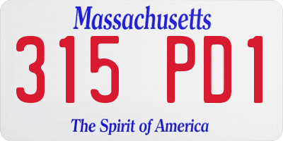 MA license plate 315PD1
