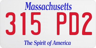MA license plate 315PD2