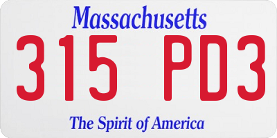 MA license plate 315PD3