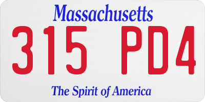 MA license plate 315PD4