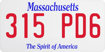 MA license plate 315PD6