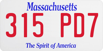 MA license plate 315PD7