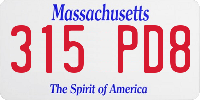 MA license plate 315PD8