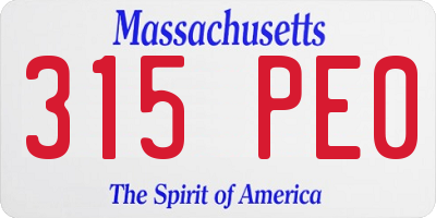 MA license plate 315PE0