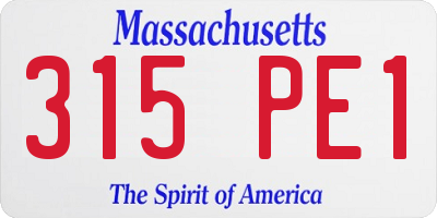 MA license plate 315PE1