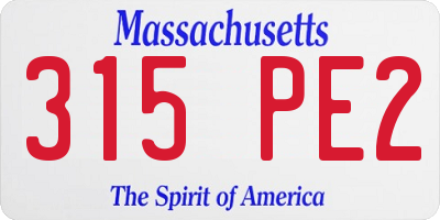 MA license plate 315PE2