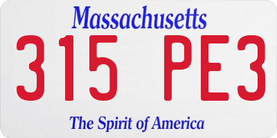 MA license plate 315PE3