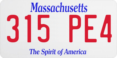 MA license plate 315PE4