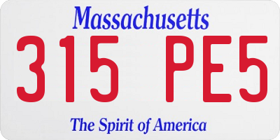MA license plate 315PE5