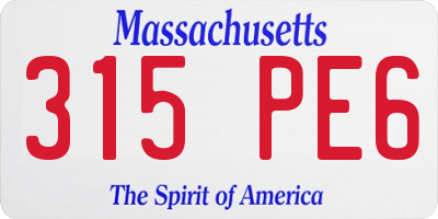 MA license plate 315PE6