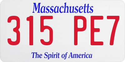 MA license plate 315PE7