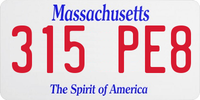 MA license plate 315PE8