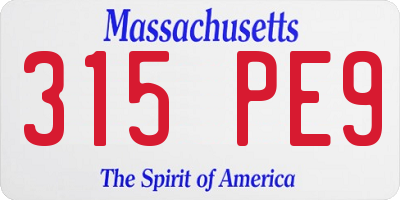 MA license plate 315PE9