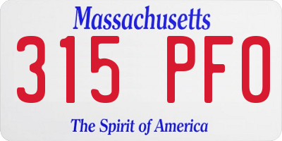 MA license plate 315PF0