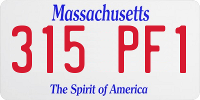 MA license plate 315PF1