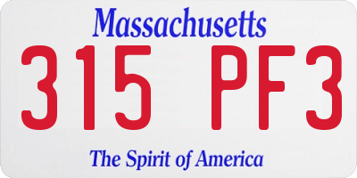 MA license plate 315PF3