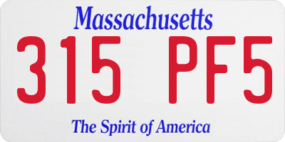 MA license plate 315PF5