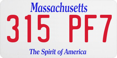 MA license plate 315PF7