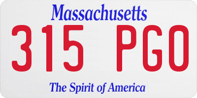 MA license plate 315PG0