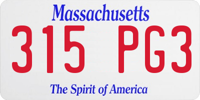 MA license plate 315PG3