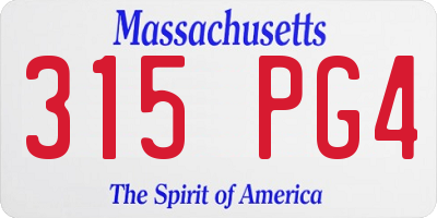 MA license plate 315PG4