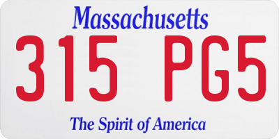 MA license plate 315PG5