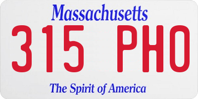 MA license plate 315PH0