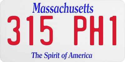 MA license plate 315PH1