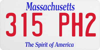 MA license plate 315PH2