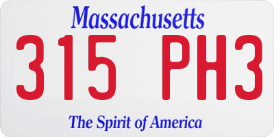 MA license plate 315PH3