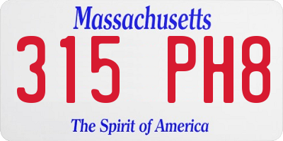 MA license plate 315PH8