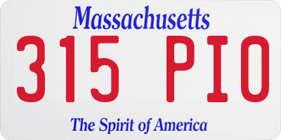 MA license plate 315PI0